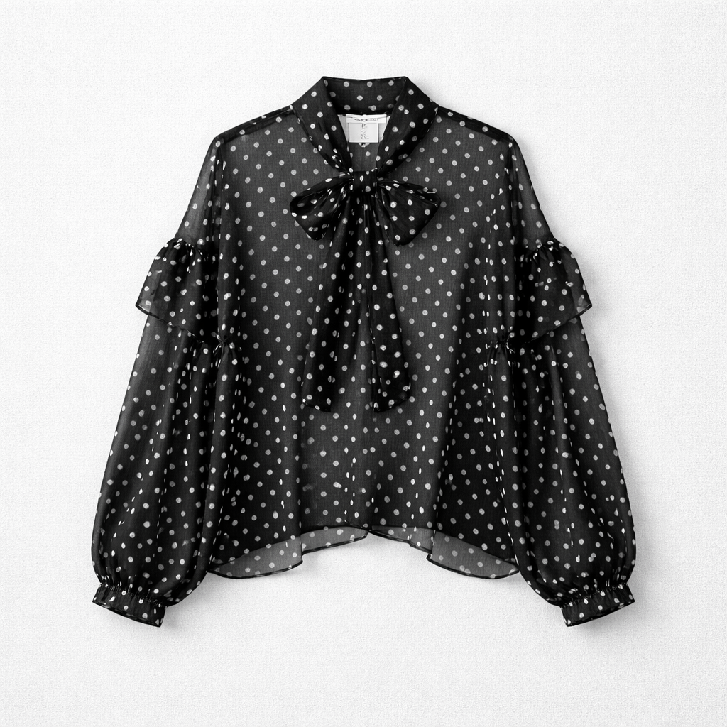 Blouse transparente à pois