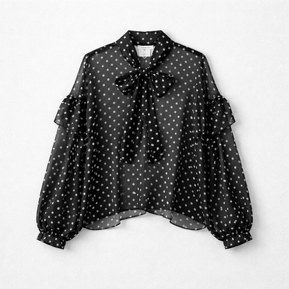 Blouse transparente à pois