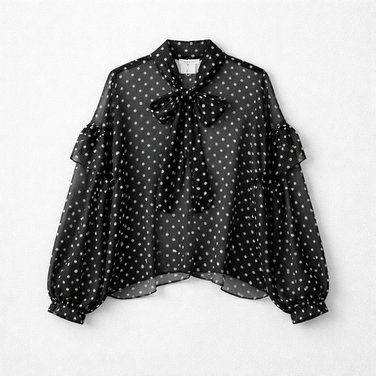 Blouse transparente à pois