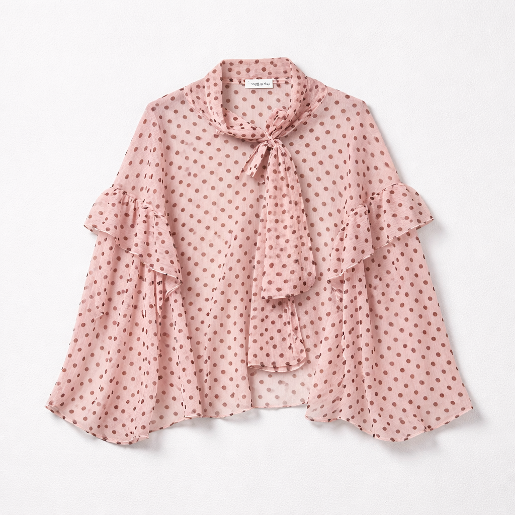 Blouse transparente à pois