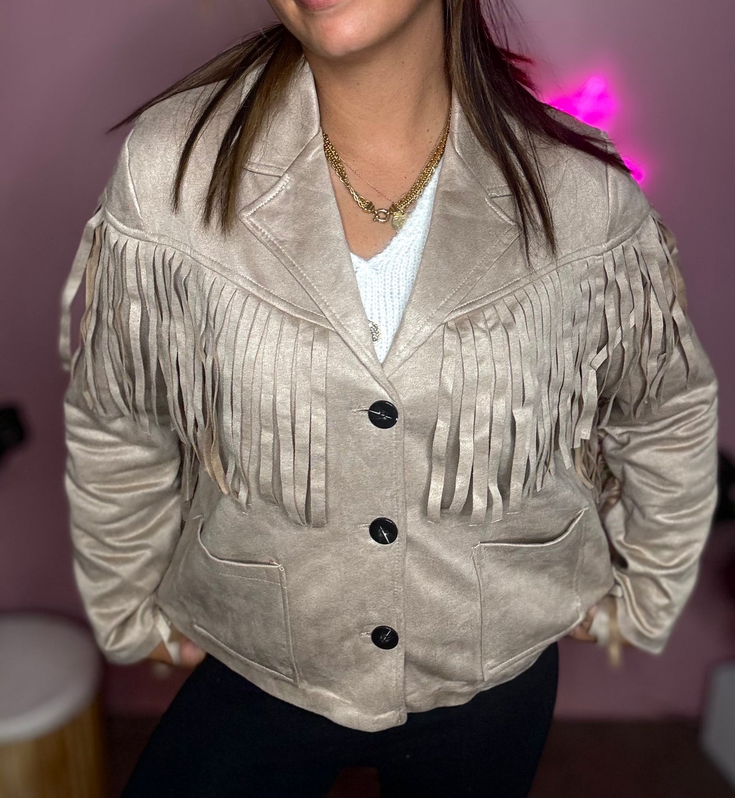 Veste suedine frange