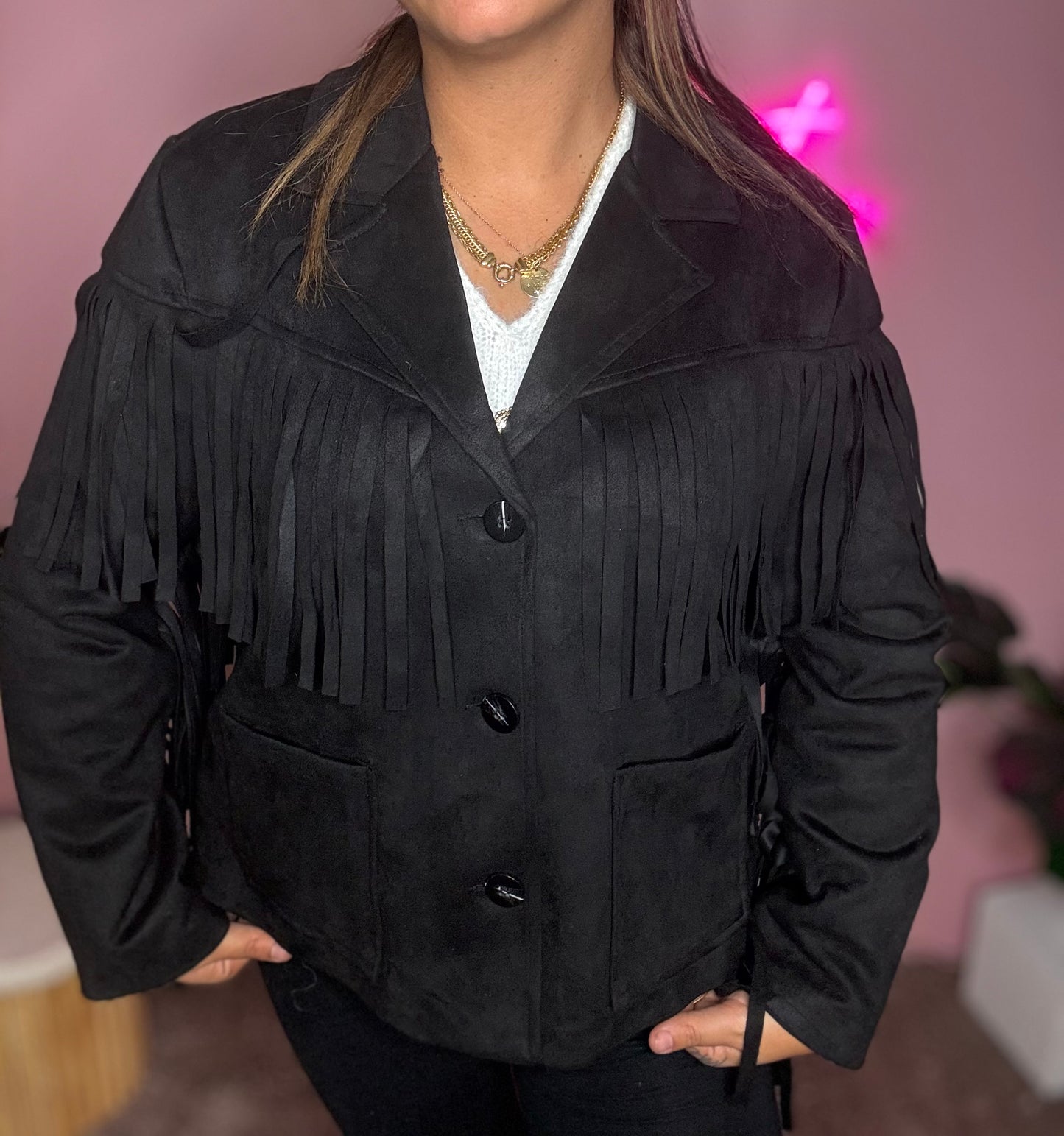 Veste suedine frange